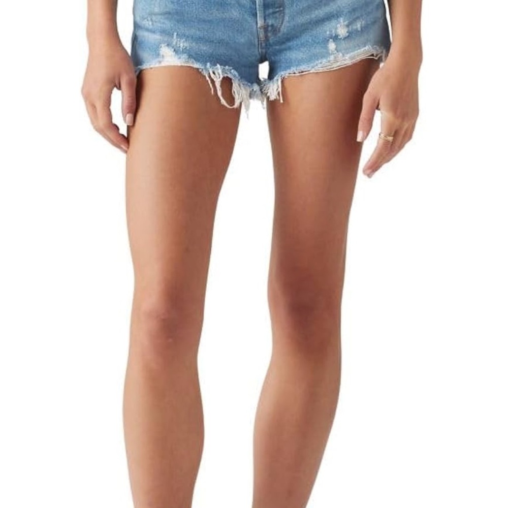 Denim Distressed LEVIS 501 High-Rise Women's Shorts - Blue